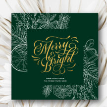 Moderno Sage Green Gold Script Pine Bough Floral