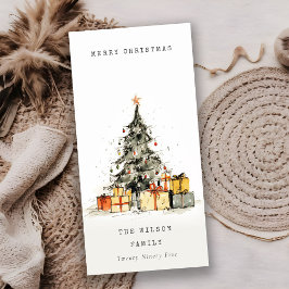 Tarjeta Festiva Moderno Sketchy Christmas Tree Regalos Holiday Car