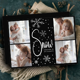 Tarjeta Festiva Moderno Snowflake 4 Navidades de fotos familiares