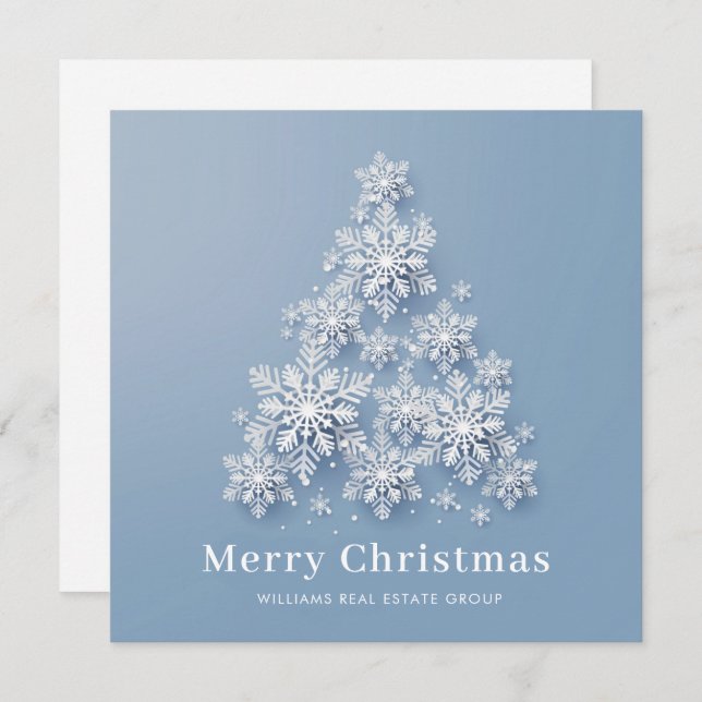 Tarjeta Festiva Moderno Snowflake Christmas Tree Corporate Greetin (Anverso / Reverso)