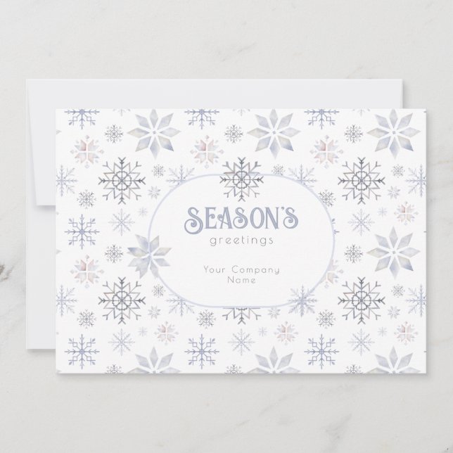 Tarjeta Festiva Moderno Snowflake Seasons Saluda a los negocios (Anverso)