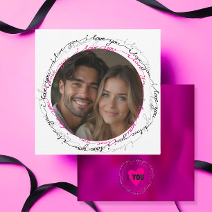 Tarjeta Festiva Moderno, te amo con el color rosa del circulo foto