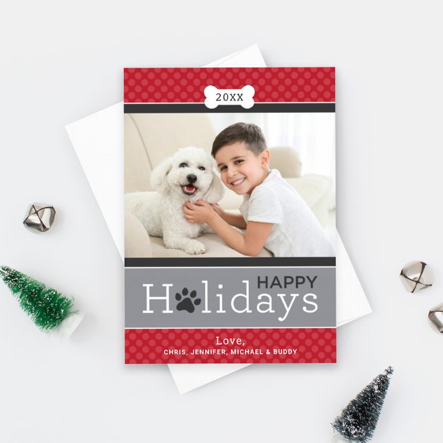 Tarjeta Festiva Moderno tema del perro de la pipa roja Felices fie (Subido por el creador)