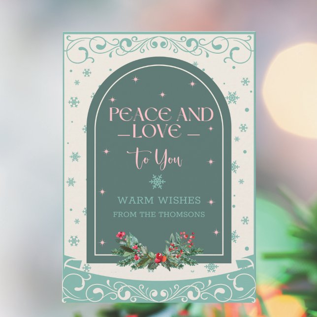 Tarjeta Festiva Moderno Vintage Classic Winter Peace Love (Subido por el creador)