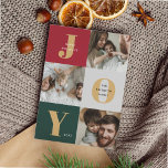 Tarjeta Festiva Moderno y alegre trío Collage de fotos rojo verde<br><div class="desc">Moderna tarjeta de vacaciones verde rojo de Collage de fotos de trío alegre</div>