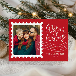 Tarjeta Festiva Moderno y cálido deseo de familia foto estampilla 