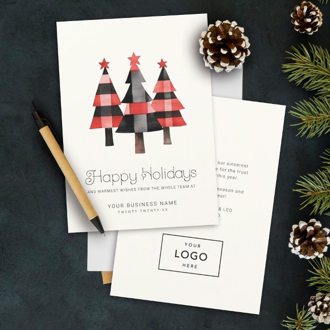 Tarjeta Festiva Moderno y cálido revestido Árboles navideños simpl (Subido por el creador)