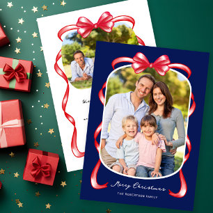 Tarjeta Festiva Moderno y caprichoso barro curvo de dos Navidades 