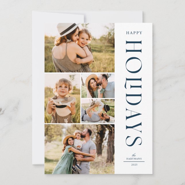 Tarjeta Festiva Moderno y elegante Collage de fotos Felices Fiesta (Anverso)