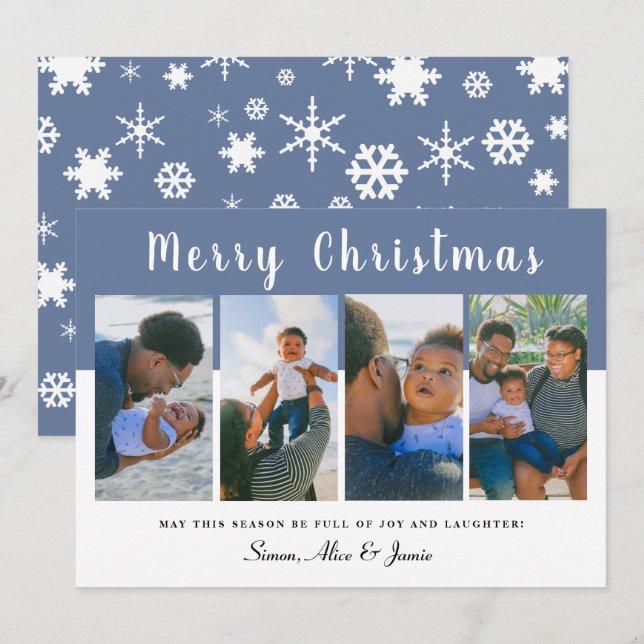 Tarjeta Festiva Moderno y elegante Collage de fotos navideño  (Anverso / Reverso)
