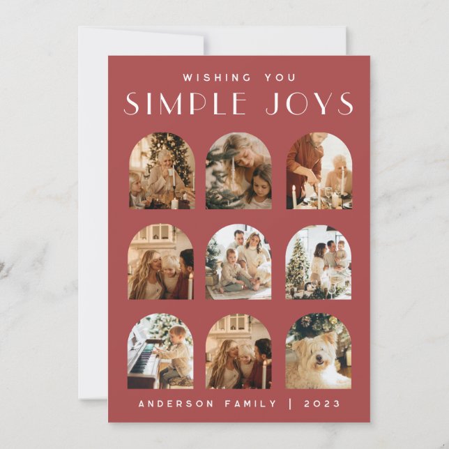 Tarjeta Festiva Moderno y elegante Curva Arch Fotos navideñas