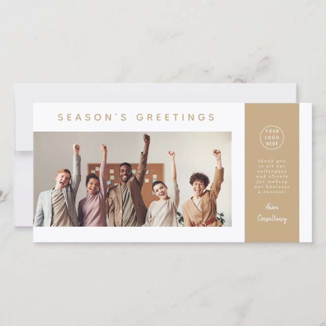 Tarjeta Festiva Moderno y elegante equipo empresarial Photo Gold (Anverso)
