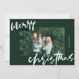 Tarjeta Festiva moderno y elegante foto de navidades alegres en bl