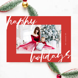 Tarjeta Festiva moderno y elegante foto en blanco y rojo