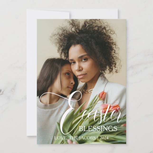 Tarjeta Festiva Moderno y elegante guión de bendición de Pascua 3  (Anverso)