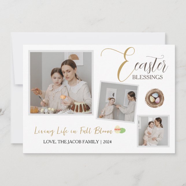 Tarjeta Festiva Moderno y elegante guión de bendición de Pascua 3  (Anverso)