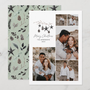 Tarjeta Festiva Moderno y elegante Navidades de guión multifoto
