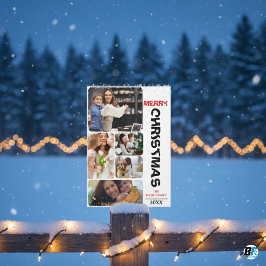 Tarjeta Festiva Moderno y elegante negro cinco Navidades de Collag