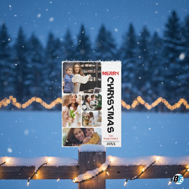 Tarjeta Festiva Moderno y elegante negro cinco Navidades de Collag (Subido por el creador)