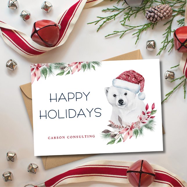 Tarjeta Festiva Moderno y elegante oso polar Felices vacaciones de (Subido por el creador)