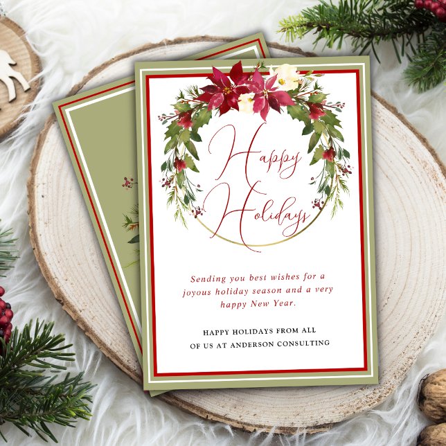 Tarjeta Festiva Moderno y elegante Wreath Felices Vacaciones de ne (Subido por el creador)