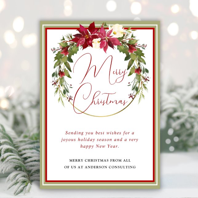 Tarjeta Festiva Moderno y elegante Wreath Merry Christmas Business (Subido por el creador)