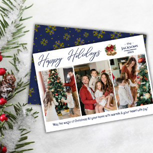 Tarjeta Festiva Moderno y lindo collage de 3 fotos elegantes Navid