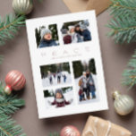 Tarjeta Festiva Moderno y mínimo 5 Navidades de fotografía<br><div class="desc">Esta tarjeta fotográfica de vacaciones muestra un mensaje de paz junto con un diseño moderno mínimo. El amplio diseño cuenta con 5 zonas fotográficas y un espacio para un diseño personalizado. Perfecto para una tarjeta de Navidad familiar, este diseño también tiene un suave esquema de color rosa y un respaldo...</div>