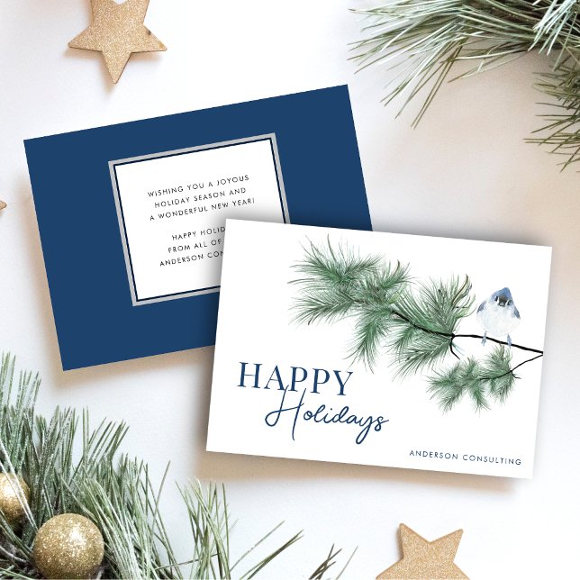Tarjeta Festiva Moderno y simple Felices Fiestas Bluebird Business (Subido por el creador)