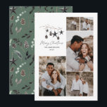Tarjeta Festiva Moderno y verde Navidades de guiones elegantes mul<br><div class="desc">Negro moderno y elegante color de agua rústico beige natural escandinavo contemporáneo color beige,  negro y blanco 5 tarjeta de Navidades de vacaciones multifoto.</div>