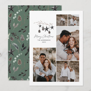 Tarjeta Festiva Moderno y verde Navidades de guiones elegantes mul