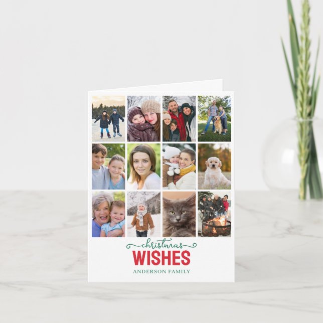 Tarjeta Festiva Modernos 12 Navidades de Collage de fotos (Anverso)