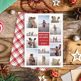 Tarjeta Festiva Modernos 12 Navidades de Collage de fotos Minimali