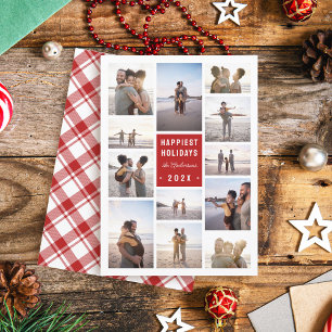 Tarjeta Festiva Modernos 12 Navidades de Collage de fotos Minimali