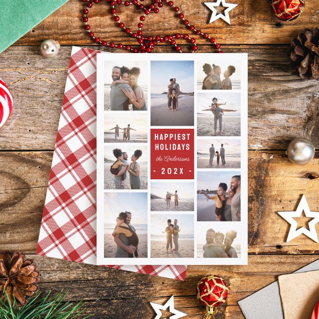 Tarjeta Festiva Modernos 12 Navidades de Collage de fotos Minimali (Subido por el creador)