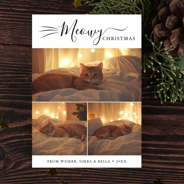 Tarjeta Festiva Modernos 3 Navidades de fotos miowy cuelgan a un g (Subido por el creador)