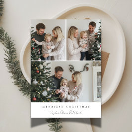 Tarjeta Festiva Modernos 3 niños de foto familia Navidades más her