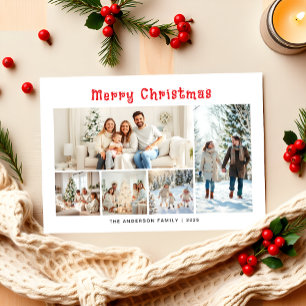Tarjeta Festiva Modernos Minimalistas cinco Navidades de Collage d