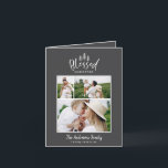 Tarjeta Festiva Modernos navidades de bendición mínima rústica 3 f<br><div class="desc">Moderna minimalista Navidad rústico elegante foto multifoto más feliz tarjeta de vacaciones. Con texto dibujado a mano y árboles modernos. El color de fondo se puede personalizar. Navidades sencillos,  modernos y minimalistas.</div>