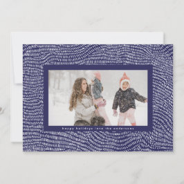 Tarjeta Festiva Modernos Navidades de Doodle en blanco y azul foto