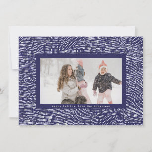 Tarjeta Festiva Modernos Navidades de Doodle en blanco y azul foto