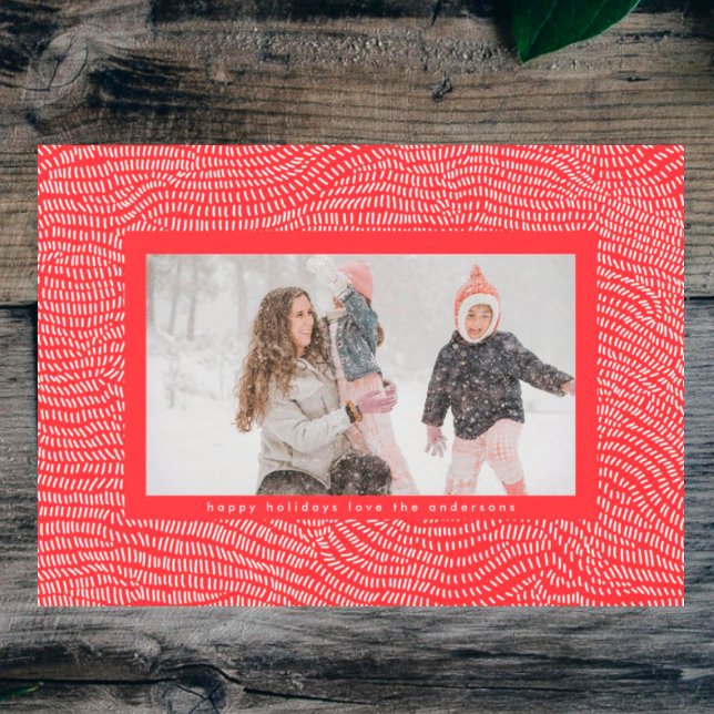 Tarjeta Festiva Modernos Navidades de Doodle Rojo de Cerezo Fotogr (Subido por el creador)