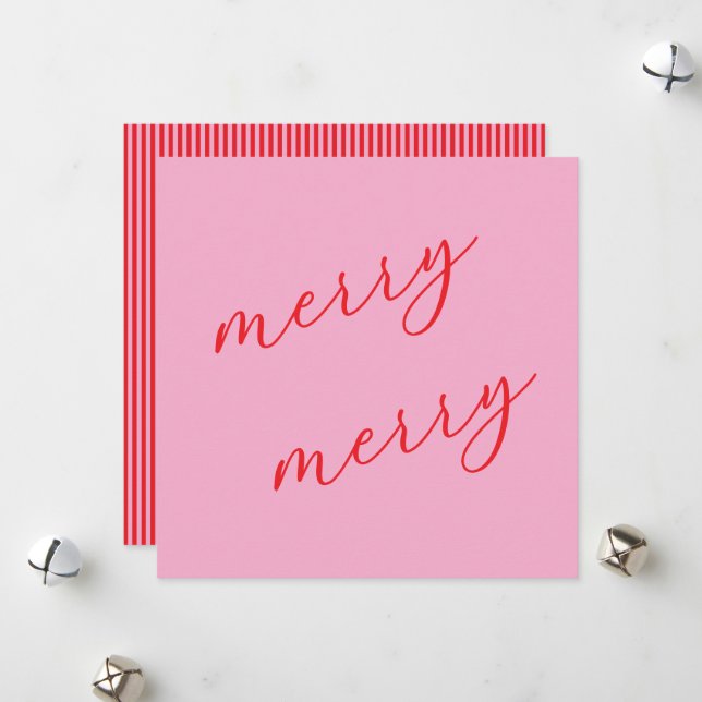 Tarjeta Festiva Modernos Navidades de escritura elegantes merry ro (Anverso/Reverso In Situ)