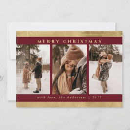 Tarjeta Festiva Modernos Navidades de estilo Rojo y Faux Gold