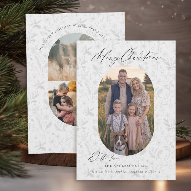 Tarjeta Festiva Modernos Navidades de fotografía de Moda de granja (christmas card photo family couple kids dog modern minimalist farmhouse cottage rustic chic)