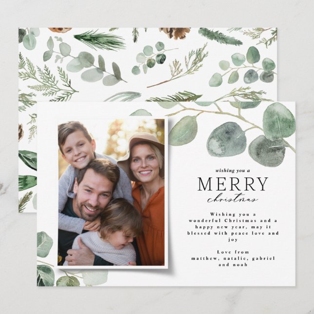 Tarjeta Festiva Modernos Navidades de fotografía minimalistas euca (Anverso / Reverso)