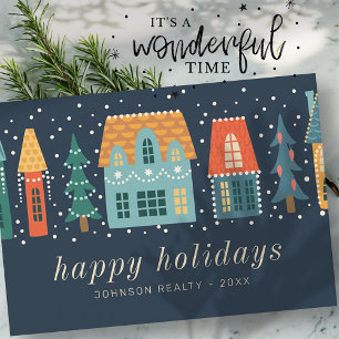 Tarjeta Festiva Modernos Navidades de Invierno en Ciudad Empresari