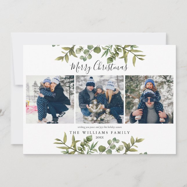 Tarjeta Festiva Modernos Navidades de la vegetación 4 Foto (Anverso)