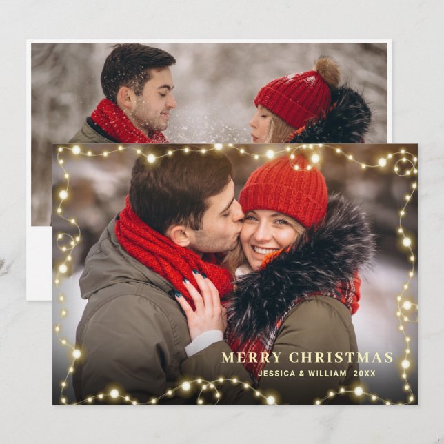Tarjeta Festiva Modernos Navidades de oro 2 saludo fotográfico (Anverso / Reverso)