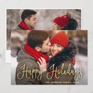 Tarjeta Festiva Modernos Navidades de oro 2 saludo fotográfico